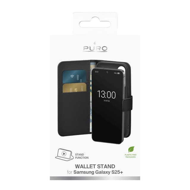 Samsung Galaxy S25+ wallet case, 2 card slots, black