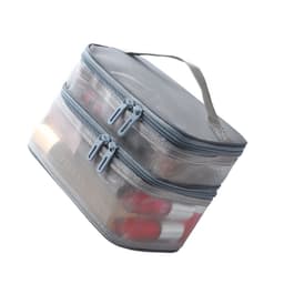 Kosmetikväska med dubbla lager i nät Grå