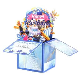 Fargerik 3D Happy Birthday-eske med pop-up-funksjon - Blå