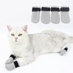 Anti-Scratch Mjuka Husdjur Skor, 4 pack Grå S