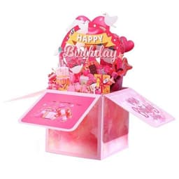 Fargerik 3D Happy Birthday-eske med popup-funksjon - Rosa