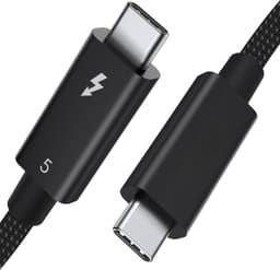 NÖRDIC 1m Thunderbolt 5 -kaapeli Intel-sertifioitu, 80Gbps tiedonsiirto, 120Gbps kaistanleveys, 240W lataus, Kaksi 8K-näyttöä, Yhteensopiva MacBook M4 TB4/DP2.1/USB4 kanssa