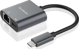 Sandstrøm USB-C til Ethernet-adapter +100W ladeport