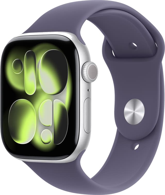 Apple Watch Series 11 GPS 46 mm hopea alumiini, Usvanvioletti urheiluranneke - M/L