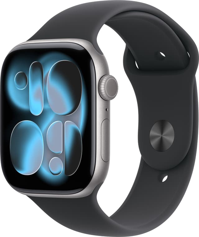 Apple Watch S11 46mm GPS (tähtiharmaa alumiini/musta urheiluran.) S/M