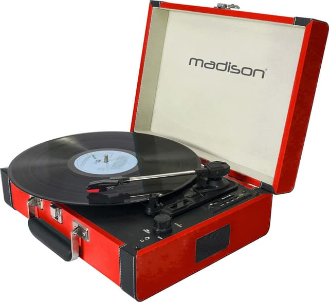 Madison Vintage Skivspelare med Bluetooth (Röd)