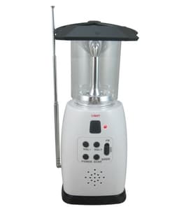 Vevradio och campinglampa i ett - laddas via dynamo/solcell/USB