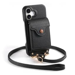 PU Leather Phone Case kompatibel med iPhone 12 Pro Max med kortholder, speil og skulderstropp Modell 18