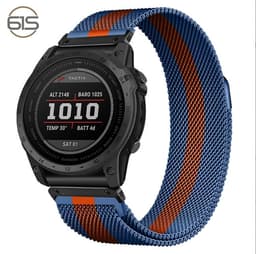 Garmin Fenix 7X Pro/Fenix 58 -metalliranneke, pikakiinnitys, milanolaistyylinen, ruostumaton teräs Sininen 22 mm
