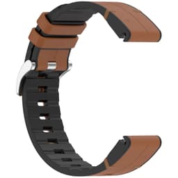 Klokkereim for Garmin Smartklokke Brun 20 mm Silikonstropp med skinnoverlegg