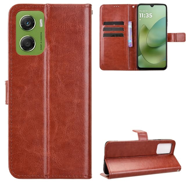 SKALO Motorola Moto G06 Power 4G PU-læder Flip Cover - Brun - Brun