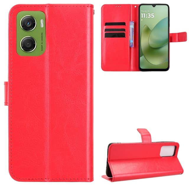 SKALO Motorola Moto G06 Power 4G PU-læder Flip Cover - Rød - Rød