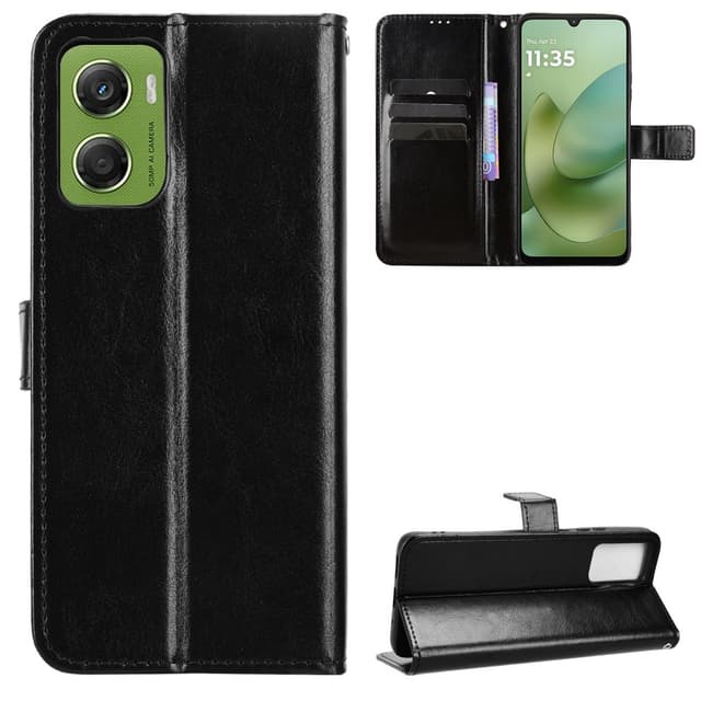 SKALO Motorola Moto G06 Power 4G PU-læder Flip Cover - Sort - Sort