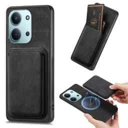 SKALO Xiaomi Redmi 15C (173mm) PU-Läder Magnetisk Korthållare Skal - Svart