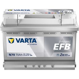 VARTA Dynamic EFB Batteri 12V 70AH 760CCA (278x175x190/190mm) +høyre N70