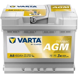 VARTA Dynamic AGM Batteri 12V 60AH 680CCA (242x175x190/190mm) +høyre A8