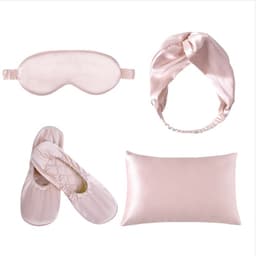 19 Momme Silke Hjemme/Rejsesæt med 4 dele til forbedret søvn Lyserød