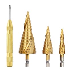 3st Hex Skaft Spiral Stegborr Center Punch Combo Set - Guld Titaniumbe