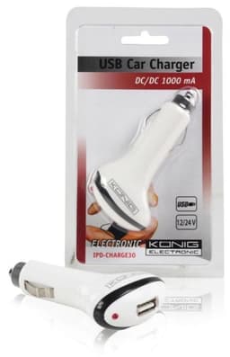 Autolaturi 1-Ulostulo 1.0 A USB Valkoinen