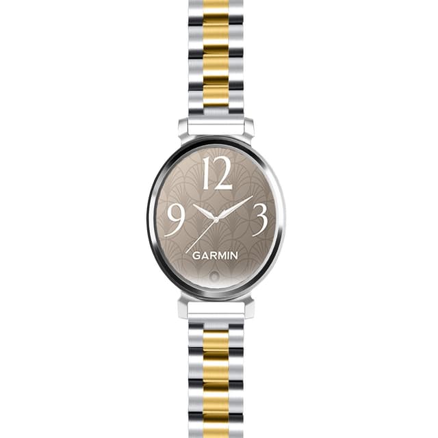 Rustfrit stål tre-perle urrem kompatibel med Garmin Lily 2 - 14mm sølv+guld
