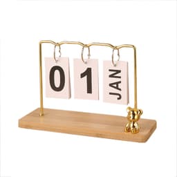 Moderne minimalistisk metall ornament evigvarende kalender Gul