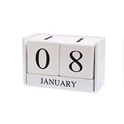 Puinen Kalenteri Ikuinen Pöytäkoriste Valkoinen