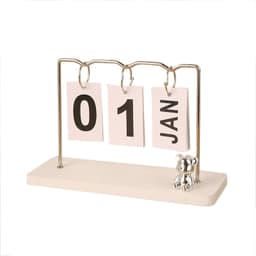 Moderne minimalistisk metall ornament evigvarende kalender Hvit