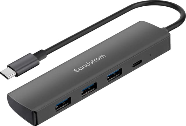 Sandstrøm USB-C 4-ports PD-hubb
