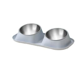 Ergonomisk Dobbel Skål i Rustfritt Stål for Kjæledyr - Beskyttende Design Grå