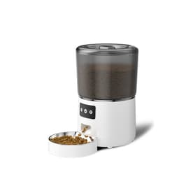 Wi-Fi-aktiveret smart foderautomat til kæledyr, 4L hundefoderautomater med skål i rustfrit stål Hvid