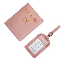 Passholder Bagasjemerke Sett PU-skinn Reiseveske Passholder Sett Sort