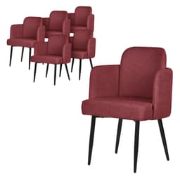 6 kpl:n sarja ruokapöydän tuoli Tuoli käsinojilla Olohuoneen tuoli Verhoiltu tuoli Punainen