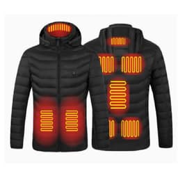 Smart Varm Bomullsjakke - Svart 8-Sone Varme med 10000mAh Batteri L