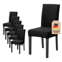 6x Tuolinpäälliset Tuolien suojus (musta)