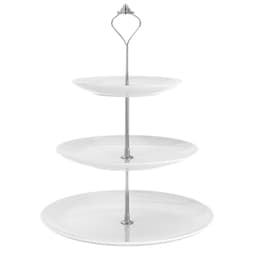 3-tasoinen Posliinikakkutelineen (valkoinen)