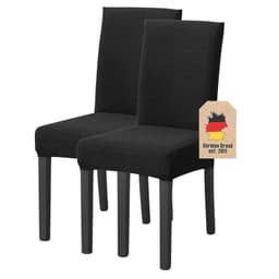 2x Tuolinpäälliset Tuolien suojus (kuvioitu musta)