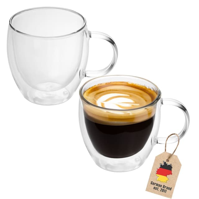 2x Teglas kaffeglas kaffekop krus termoglas 100-150 ml