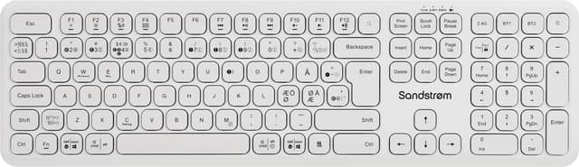 Sandstrøm Dual Mode trådlöst tangentbord (vitt)