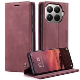CASEME Retro Lompakkokotelo Xiaomi 15T Pro  - Punainen