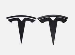 Emblemer - 2 stk. - passer til for og bag i mat sort - Tesla 3/Y