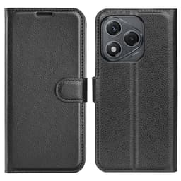 Honor 400 Smart 5G Kuori Litchi Tekstuuri Lompakko Puhelimen Suojakotelo Musta