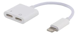 SiGN Lightning till 2x Lightning Adapter 5V 2A 10cm - Ladda och Lyssna - Vit