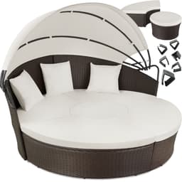 Rund daybed polyrattan med skygge