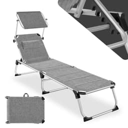 tectake Solseng Lorella aluminium, justerbart ryglæn 198 x 60.5 x 111 cm Grå-Meleret