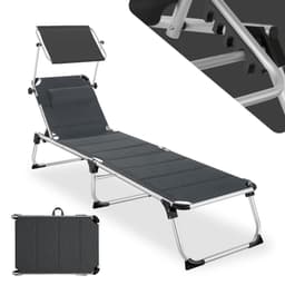 tectake Solseng Lorella aluminium, justerbart ryglæn 198 x 60.5 x 111 cm Grå