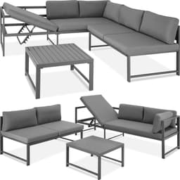 tectake Havesofasæt Faro 192.5 x 65 x 62 cm Grå
