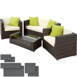 tectake Loungeset München i konstrotting 135 x 67 x 73 cm Svart/Brun