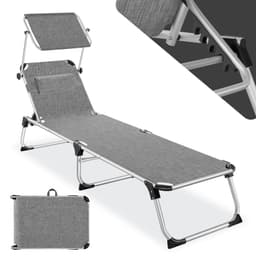tectake Solseng Aurelie aluminium, justerbart ryglæn 200 x 60.5 x 111 cm Grå-Meleret