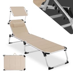 tectake Solseng Lorella aluminium, justerbart ryglæn 198 x 60.5 x 111 cm Beige