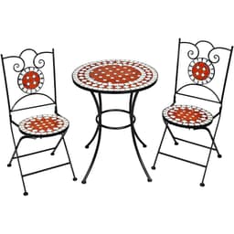 Cafésæt med mosaik, 2 stole + bord Ø 60 cm